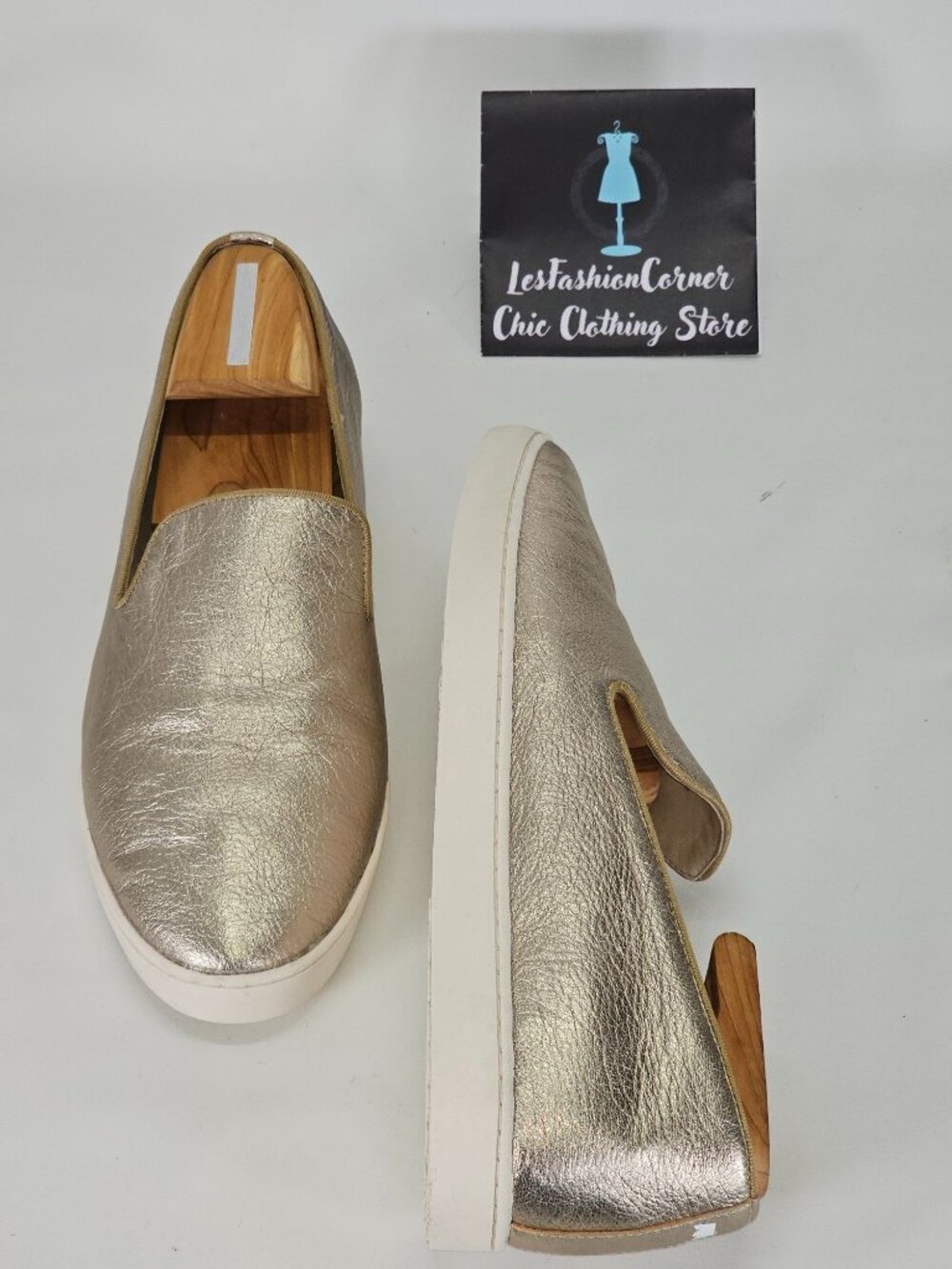 Birdies Women's Metallic Gold Leather The Swift Slip On Shoes Size 10.5 2139 - Picture 11 of 16